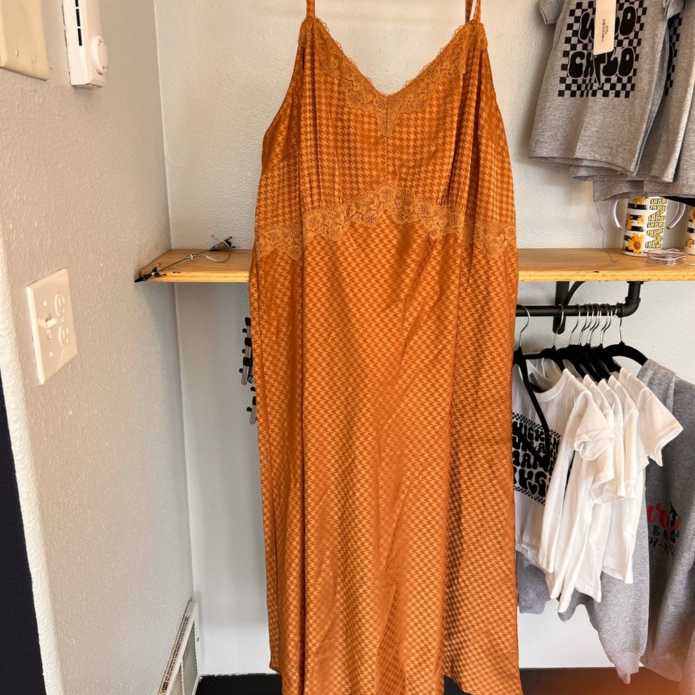 Torrid Women's Lace Trim Slip Dress -harvest gold